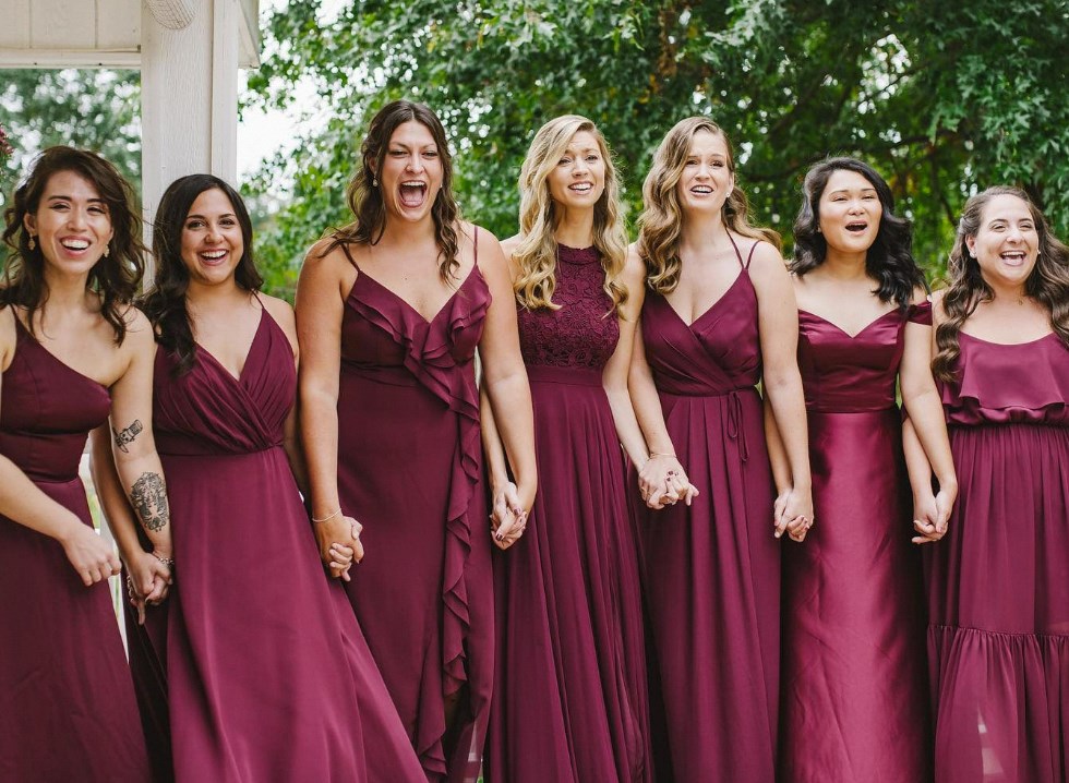 wine bridesmaid dresses