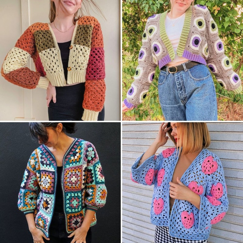 Knitted granny square cardigan