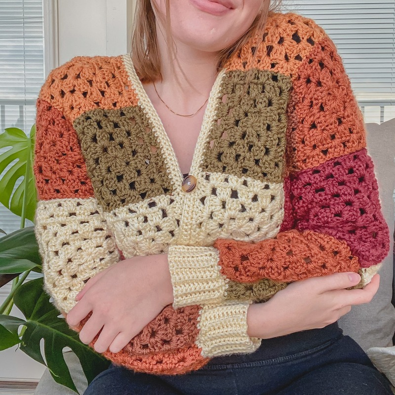 Knitted granny square cardigan