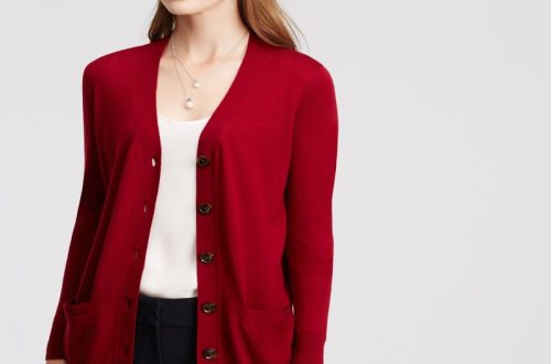 Women's red cardigan