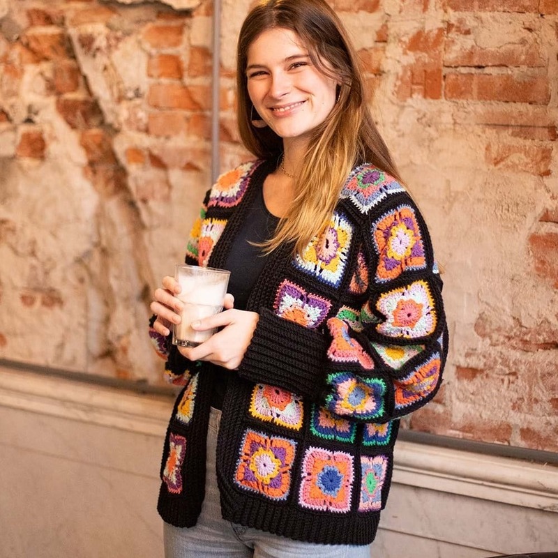 Knitted granny square cardigan