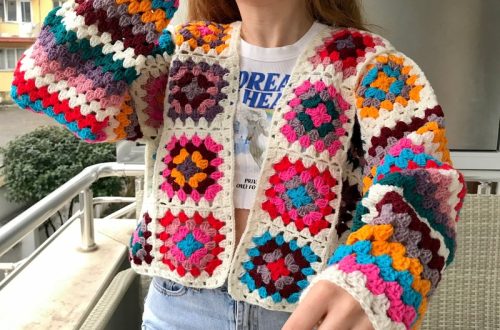 Knitted granny square cardigan