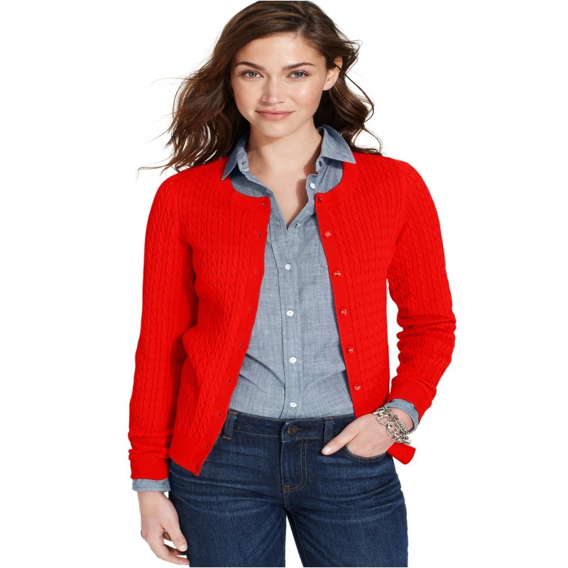 Women's red cardigan